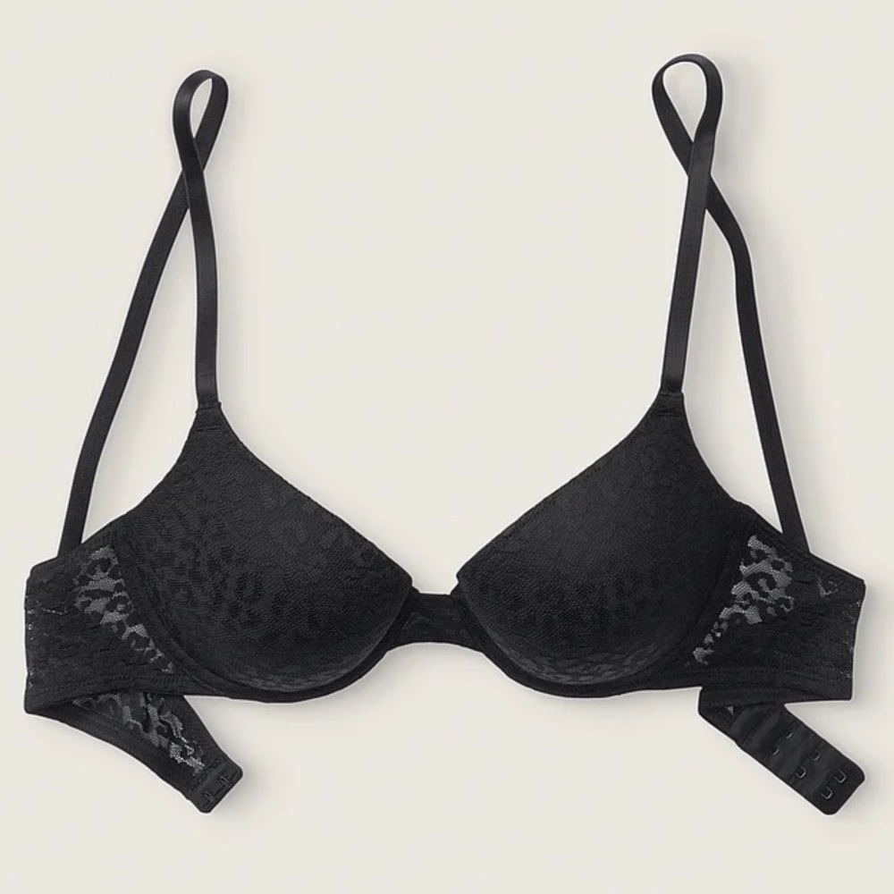 Victoria’s Secret Pink Push Up Padded Bra VS Wear Everywhere Size 34C New Black - Picture 13 of 16